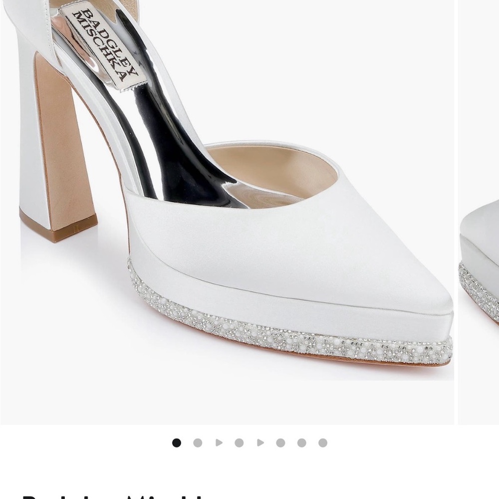 Badgley Mischka Silver and White Platform Heels - Picture 5 of 6